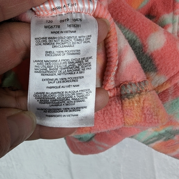 Columbia Floral Fleece Jacket Youth XL Peachy Pink Green - Picture 13 of 15